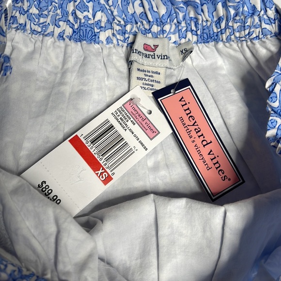 New Vineyard’s Vines Martha’s Vineyard Blue Hydrangea Off Shoulder Summer Dress - Picture 4 of 4